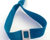 Elastic Hair Tie with Rhinestone Embellishment Doubles as a Bracelet by Bloomingdeals Ocean Blue