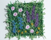 Flowery machine embroidered brooch