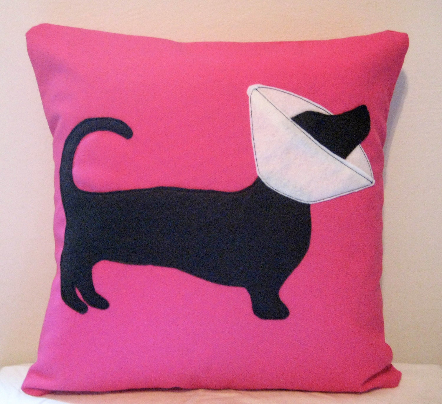 Pink Cone dog pillow, doxie, weiner dog, daschund, hot dog, Valentine's Day Gift