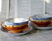 I love you I know blue crane teacup and saucer set