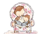 Book Love -- 8X10 Archival Print -- Children's Art