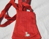 Cell phone purse wallet--orange and gold dupioni silk