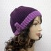 Purple Crochet Hat - Womens Beanie with Button - Ladies Cap