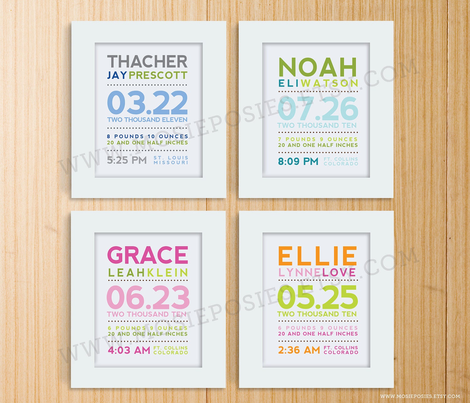 Modern Typography Birth Announcement Print
