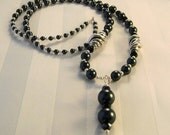 Long Necklace Tahitian Style Swarovski Crystal Pearl Sterling Silver Necklace
