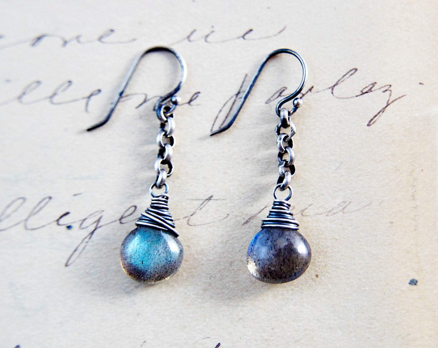 Labradorite Earrings Gemstone Jewelry Thunder Lightning