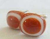Burnt orange and white cuff links // fused glass cufflinks //  longhorn colors // longhorns // Texas // guys gift // new years eve
