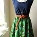 Beautiful Turquoise Peacock Navy Blue Contrast Dress XS S