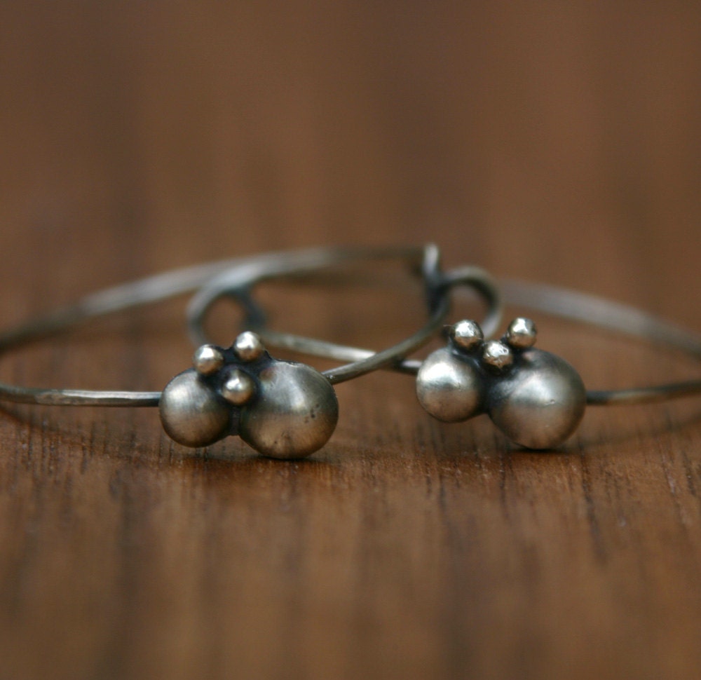 Bouquet Hoop Earrings in oxidized sterling silver