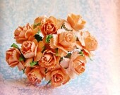 Apricot Peonies Vintage style Millinery Flower Bouquet - for decorating, gift wrapping, weddings, party supply, holiday