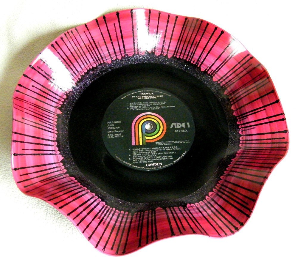 ELVIS PRESLEY Frankie and Johnny - Hand Painted Recycled Record Bowl - Free Shipping