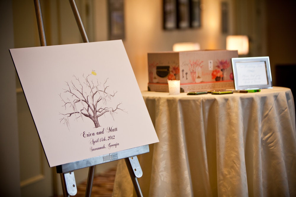 Savannah Live Oak Thumbprint Tree Wedding Guestbook Alternative MEDIUM
