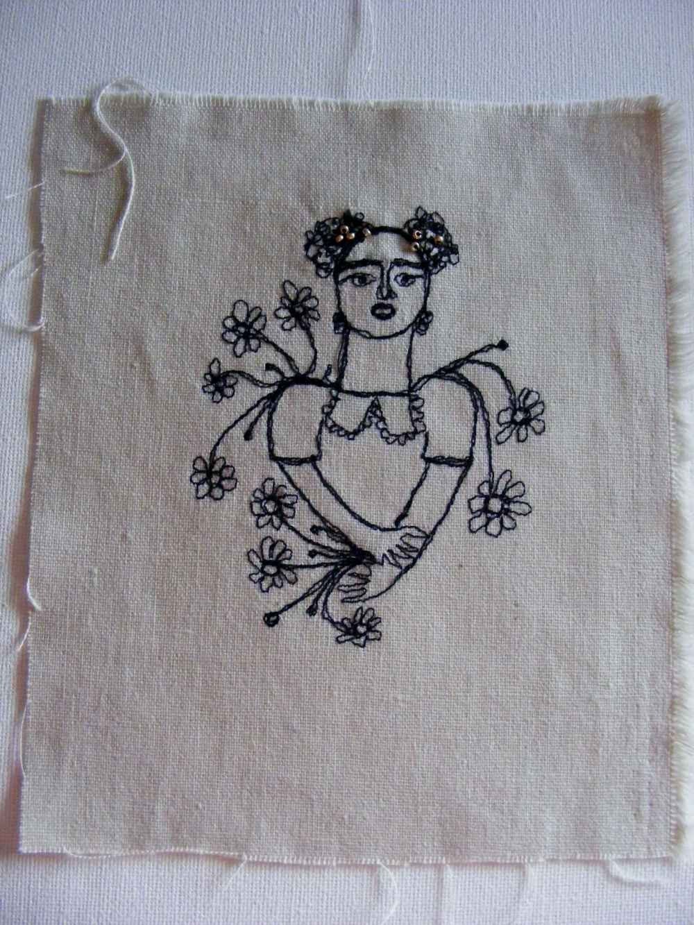Miss Freda - original embroidery portrait