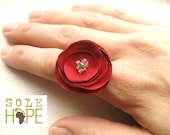 Red Flower Ring Adjustable