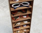 Sunglasses Organizer Rack Wall Mounted Shelf Storage 3D Glasses Shelving Display Case Holder Oak Wood