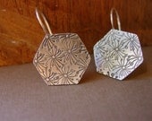 Dandelion Hand Stamped Sterling Silver Dangle Earrings