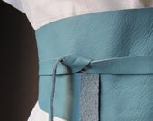 Dark Robin Egg - Leather Obi Belt