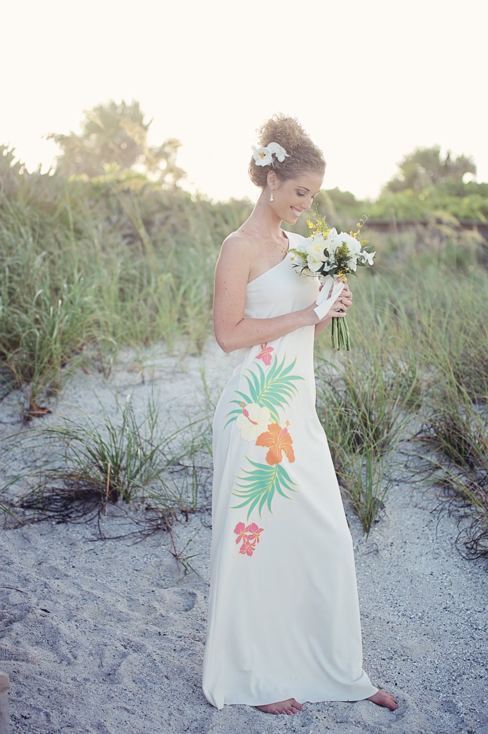 One Shoulder Beach Wedding Dress