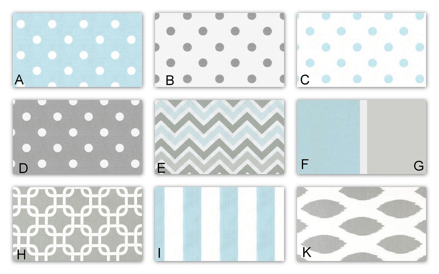 Mist Blue and Storm Gray Custom Crib Baby Bedding YOU DESIGN