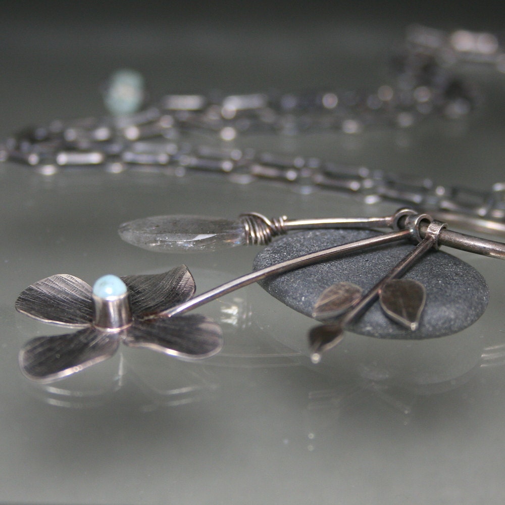 Sterling Charm Pendant with Larimar and Labradorite
