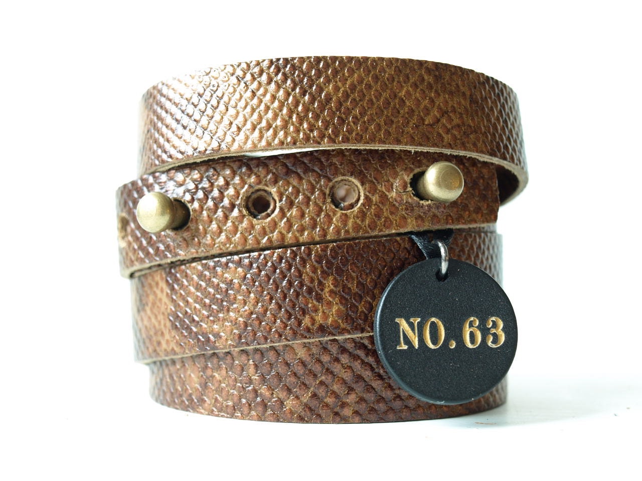 FREE SHIPPING Brown , bronze snake leather wrap cuff
