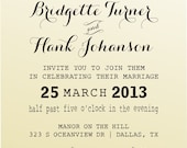 DIY Wedding invitation  vintage design typewriter font rubber stamp clear block mounted -style 6051INVITATION  - custom wedding stationary