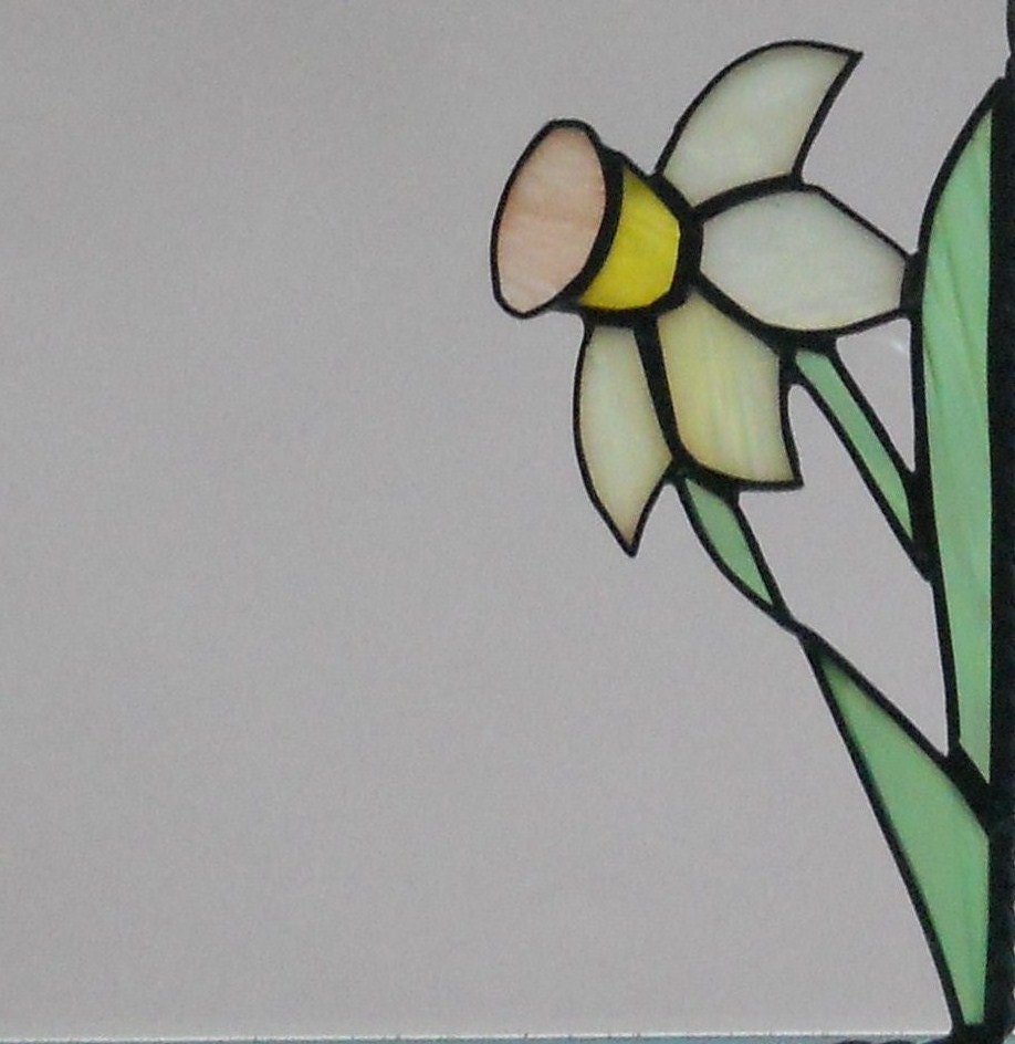 daffodil /stained glass window corner/  light/ bottom right