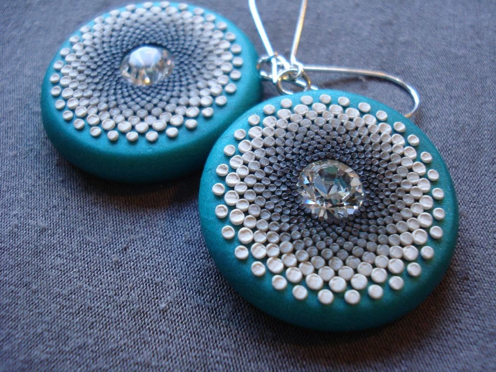 silver teal earrings
