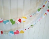 Fabric Circle Garland Aqua, Yellow, Red, Pink and Lime Green  party decor for boys or girls  6 feet