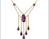 Edwardian 14K Gold Necklace Antique Jewelry Amethyst Pearl Vintage Fine Jewelry Edwardian Jewelry