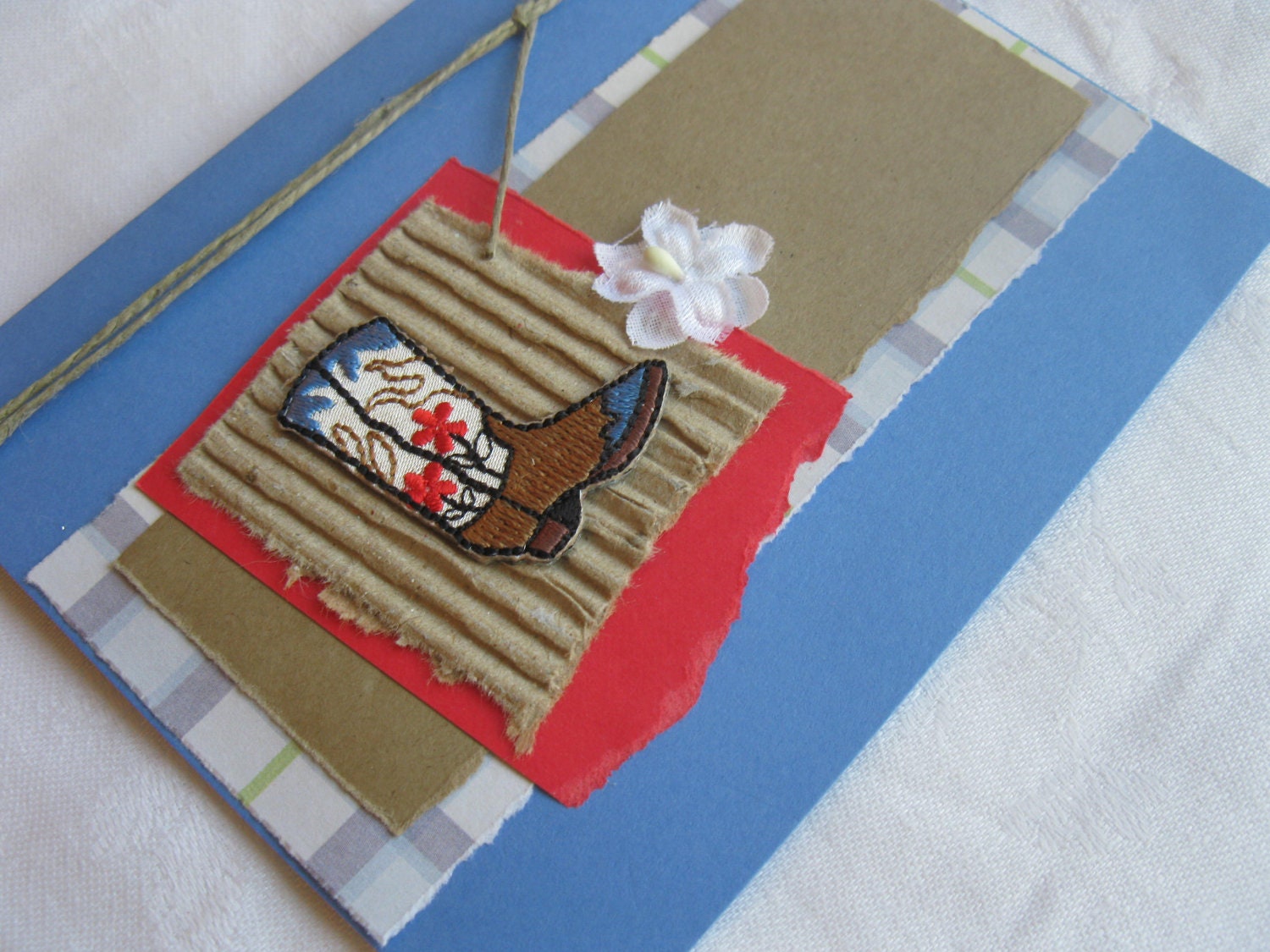 Kick Some Boot Sister Handmade Card with Cowgirl Boot and Flower