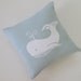 Pillow Cover Cushion Cover White Whale on Aqua Linen  - 12 x 12 inches