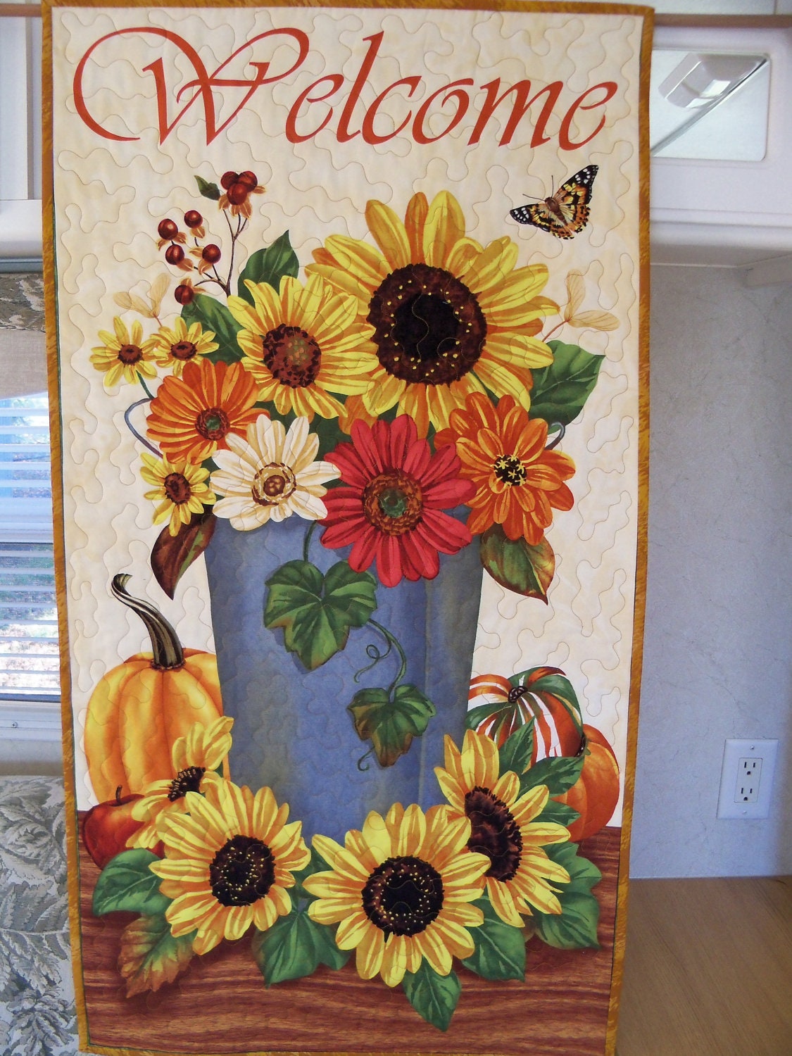 Thanksgiving Autumn Fall Welcome Quilted Wall Hanging Door Banner
