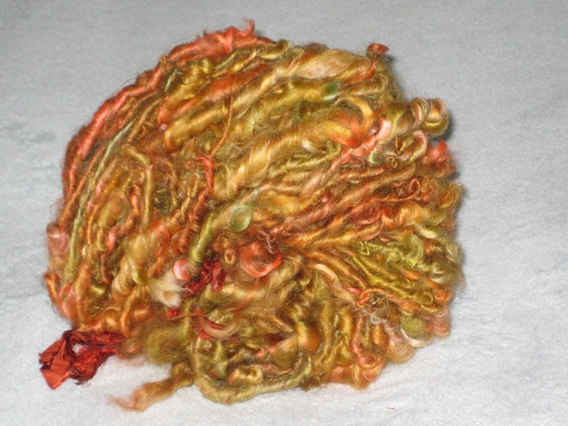 SALE Handspun Art Yarn / FIRE / Handmade by Fiber Artist Gerry