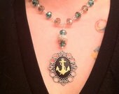 Anchor Cabochon Necklace in sea green 15 3/4'