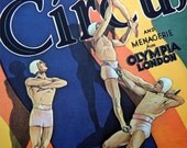 Vintage Circus Poster - Bertram Mills Acrobats The Four Kemmys Vintage Poster Size Book Plate