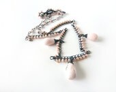 Pink Opal Necklace - Oxidized Sterling Silver - One of a Kind - Tagt