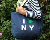 I Play NY Tote Bags in Black, Olive, Grey, Silver, Purple, Orange, Purple, Blue, Navy, White on Recycled Material Bags Urbarian New York