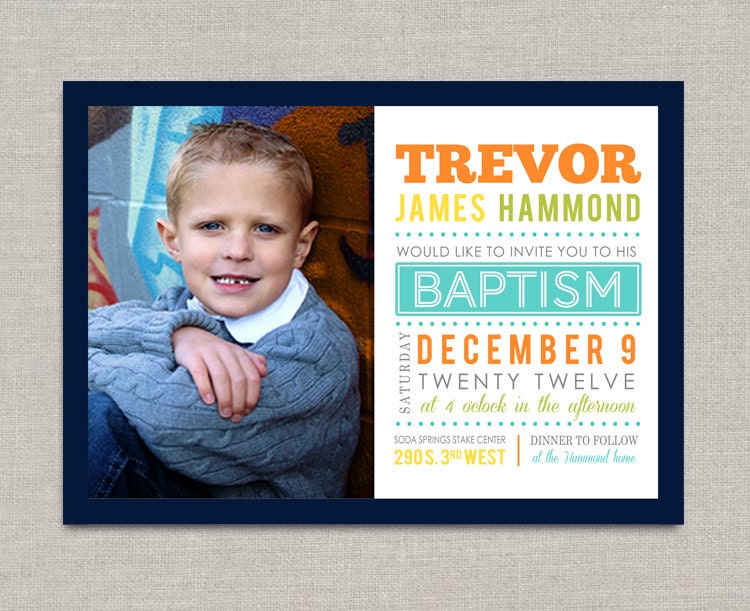 LDS Baptism Invitation - Trevor
