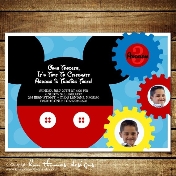 MICKEY MOUSE...Custom Printable Birthday Invitations...by KM Thomas Designs Il_570xn