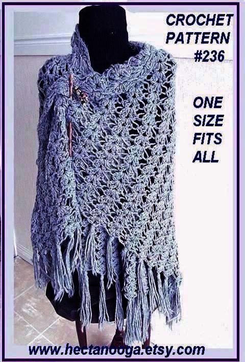 CROCHET PATTERN, SHAWL,  number 236. make sizes small, medium and large.... one size fits most