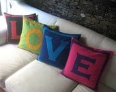 Love Pillows - Set of 4 pillow covers that spell LOVE - Multicolored