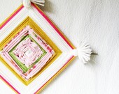 Vintage Knitting Needle Ojo de Dios or Gods Eye in White
