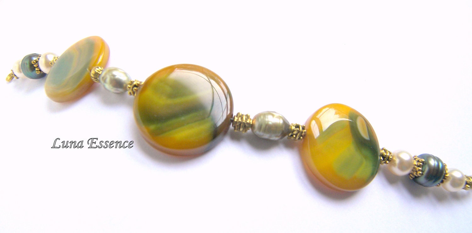 Brazilian Chalcedony Agate Beaded Bracelet