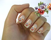 Shabby Very Chic Colorful Vintage Floral Nail Art Waterslide Miniature Water Decals - fw-035