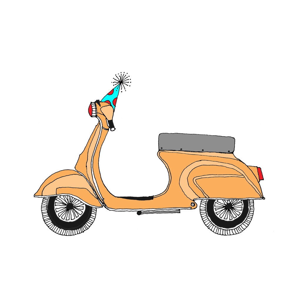 Vespa Scooter - Birthday Card