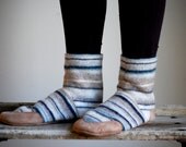 Wool House Slippers, Women Slipper Socks, women size 9.5, wide width, What I Was Meant to Do - WoolyBaby