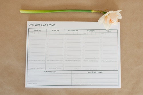 One Week at a Time - A4 notepad
