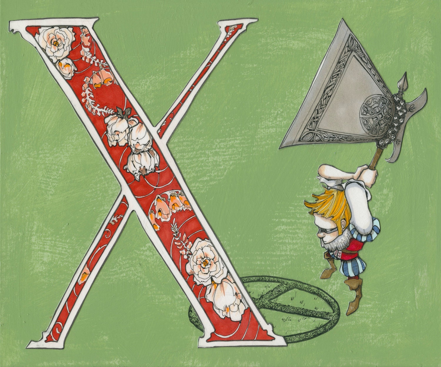 X is for aX- 9x7.5 Wonderland Alphabet Print