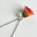 Real Flower Jewelry - Rosebud Necklace, Yellow with Red, Natural Preserved, Pearl, Sterling Silver